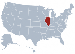 Illinois in red on a map of the USA